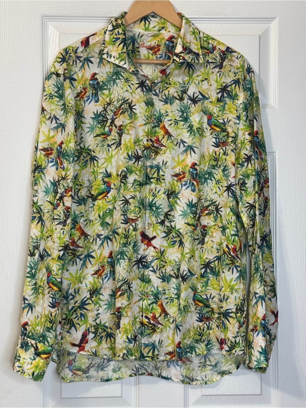 Stenstroms Luxury Label 100% Linen Tropical Print Shirt Size Large
